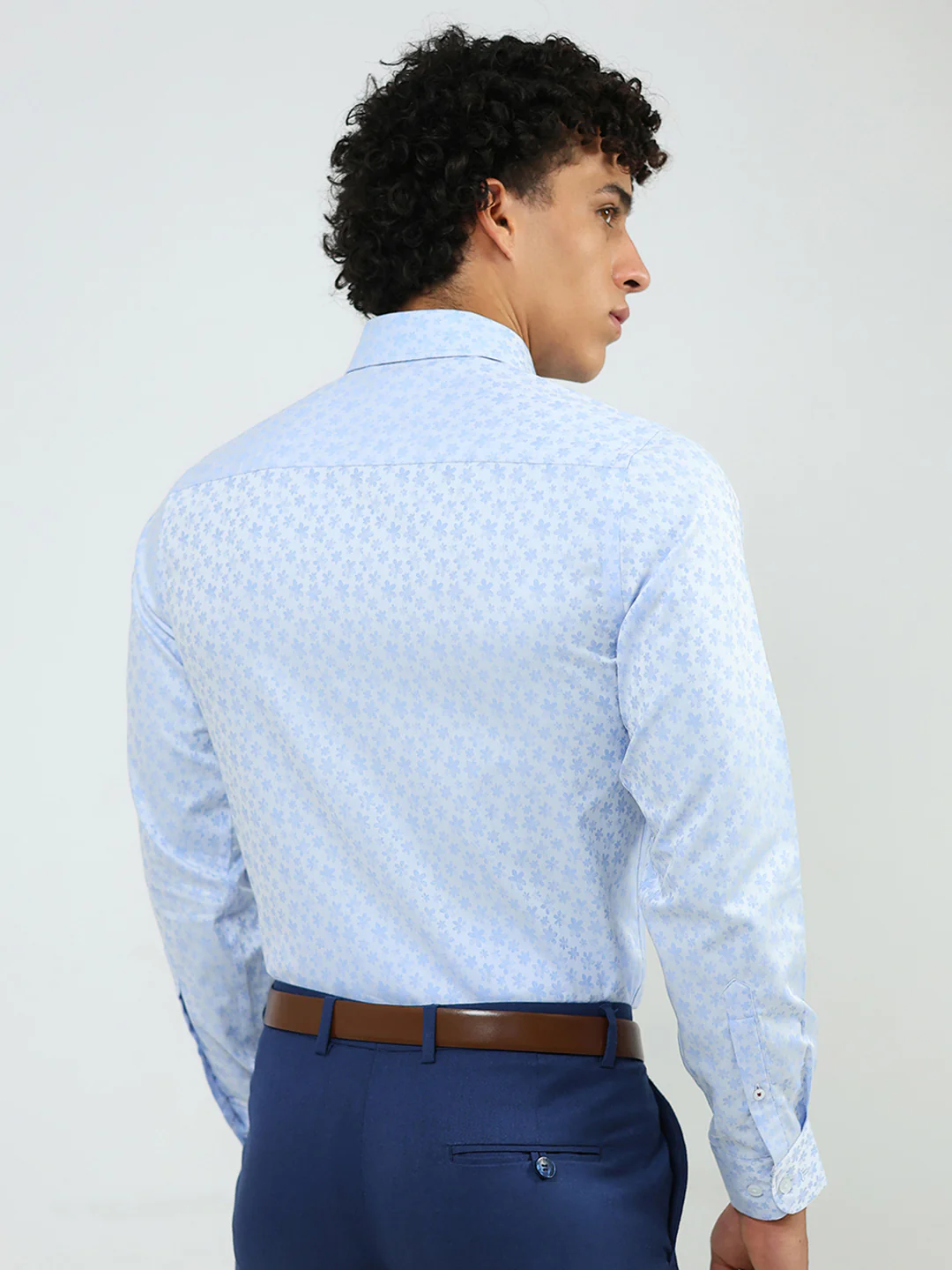 Luxuria Men Blue Solid Collar Full Sleeve Shirt - Image 5
