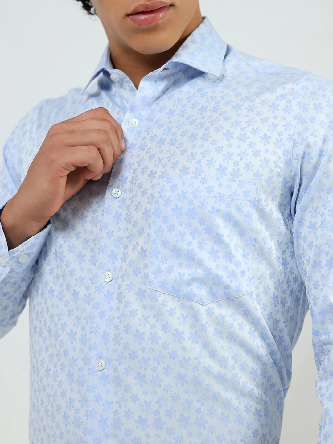 Luxuria Men Blue Solid Collar Full Sleeve Shirt - Image 7