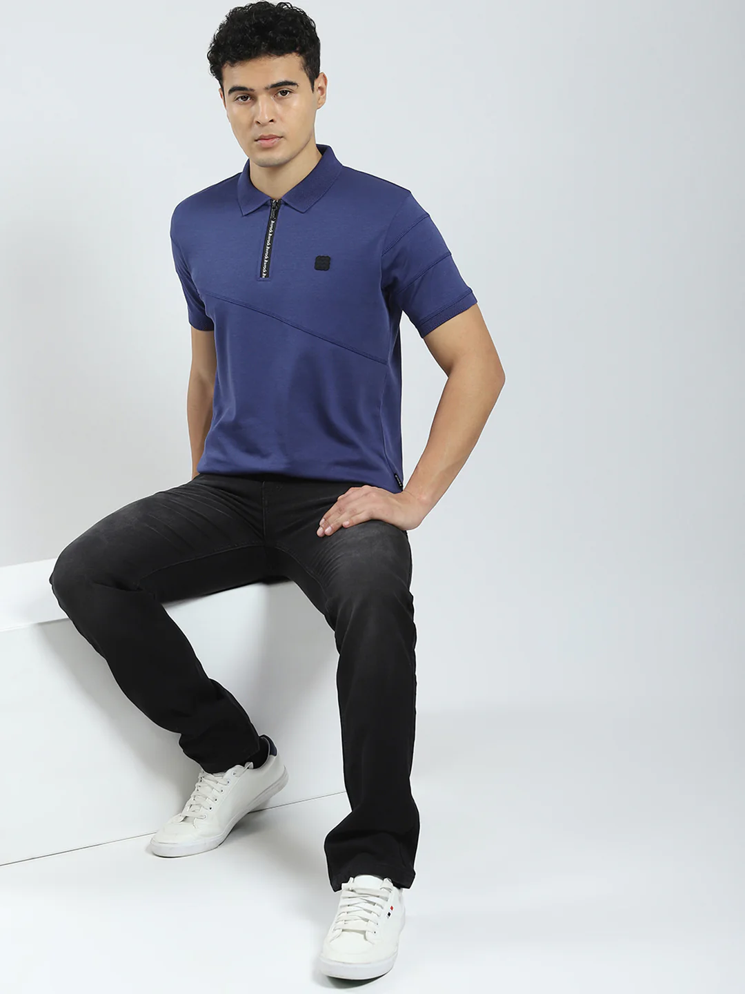 Rock.it Men Blue Solid Collar Half Sleeve T-Shirt - Image 2