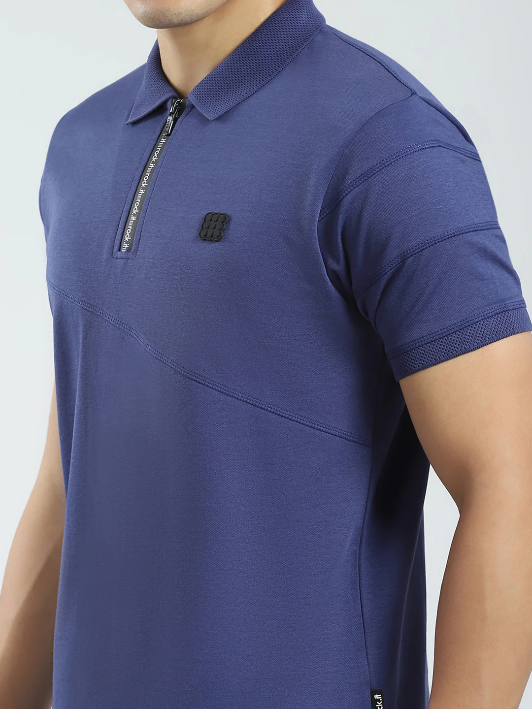 Rock.it Men Blue Solid Collar Half Sleeve T-Shirt - Image 6