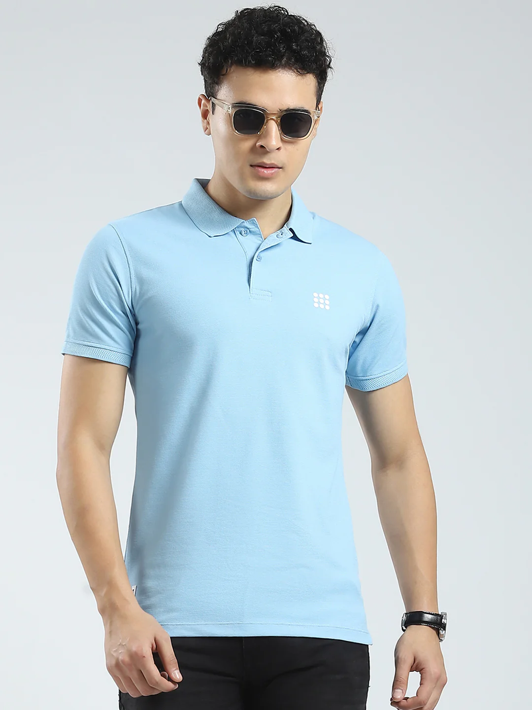 Rock.it Men Blue Solid Collar Half Sleeve T-Shirt - Image 6
