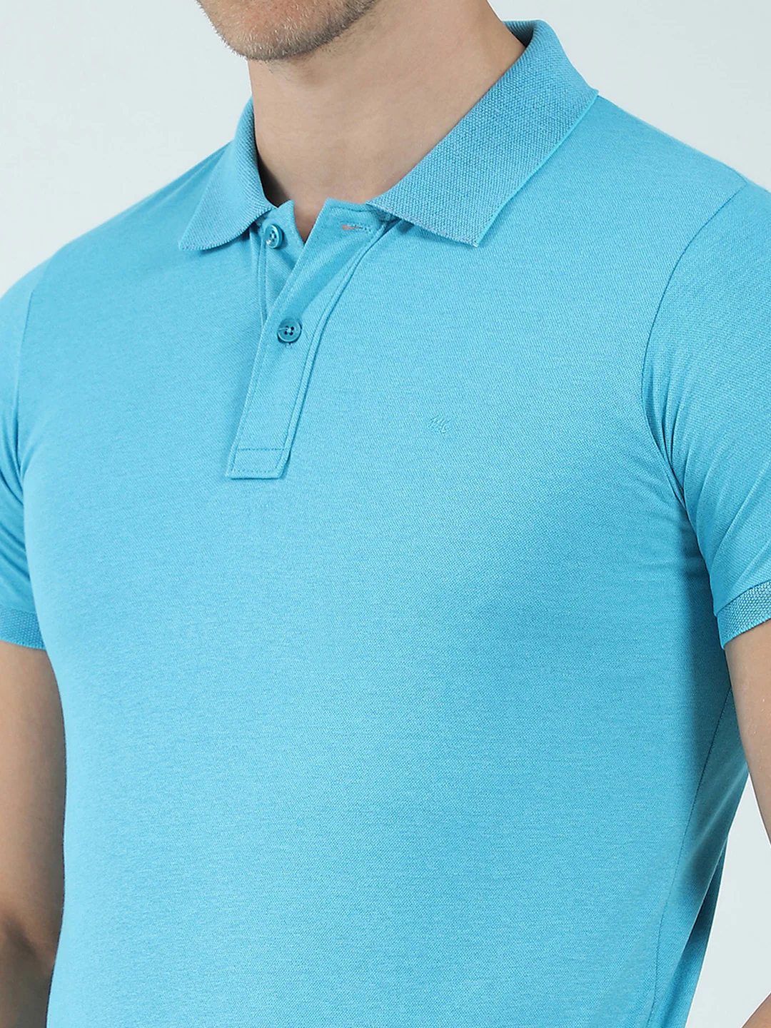 Men Blue Solid Collar Half Sleeve T-Shirt - Image 7