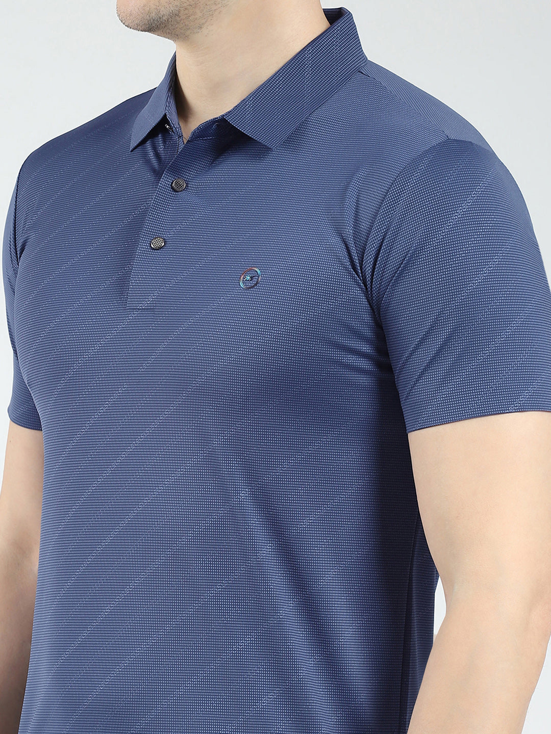 Men Blue Solid Collar Half Sleeve T-Shirt - Image 6