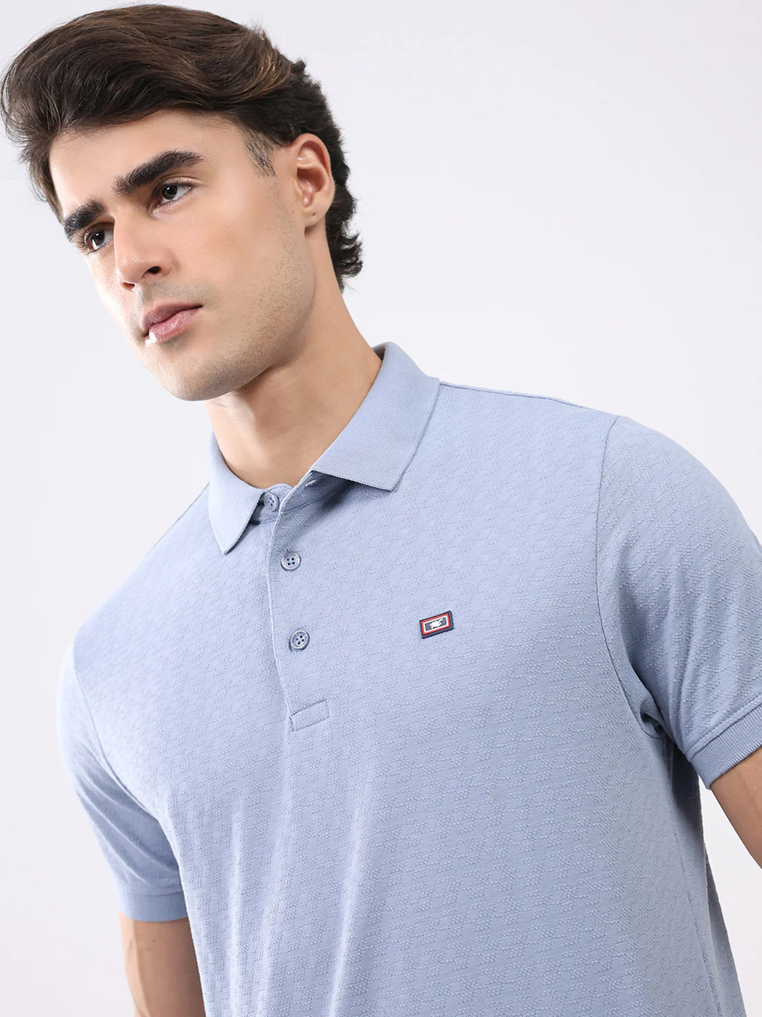 Men Blue Solid Collar Half Sleeve T-Shirt - Image 7