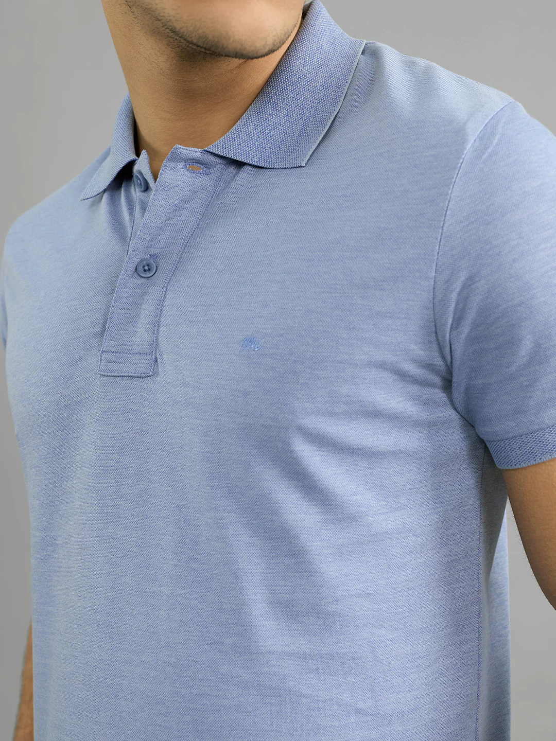 Men Blue Solid Collar Half Sleeve T-Shirt - Image 5