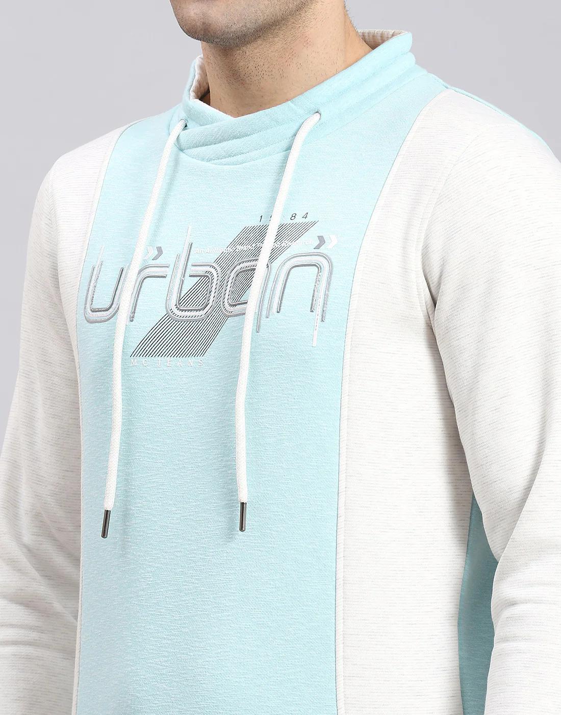 Men Blue Solid F Neck Full Sleeve Sweatshirt - Image 8