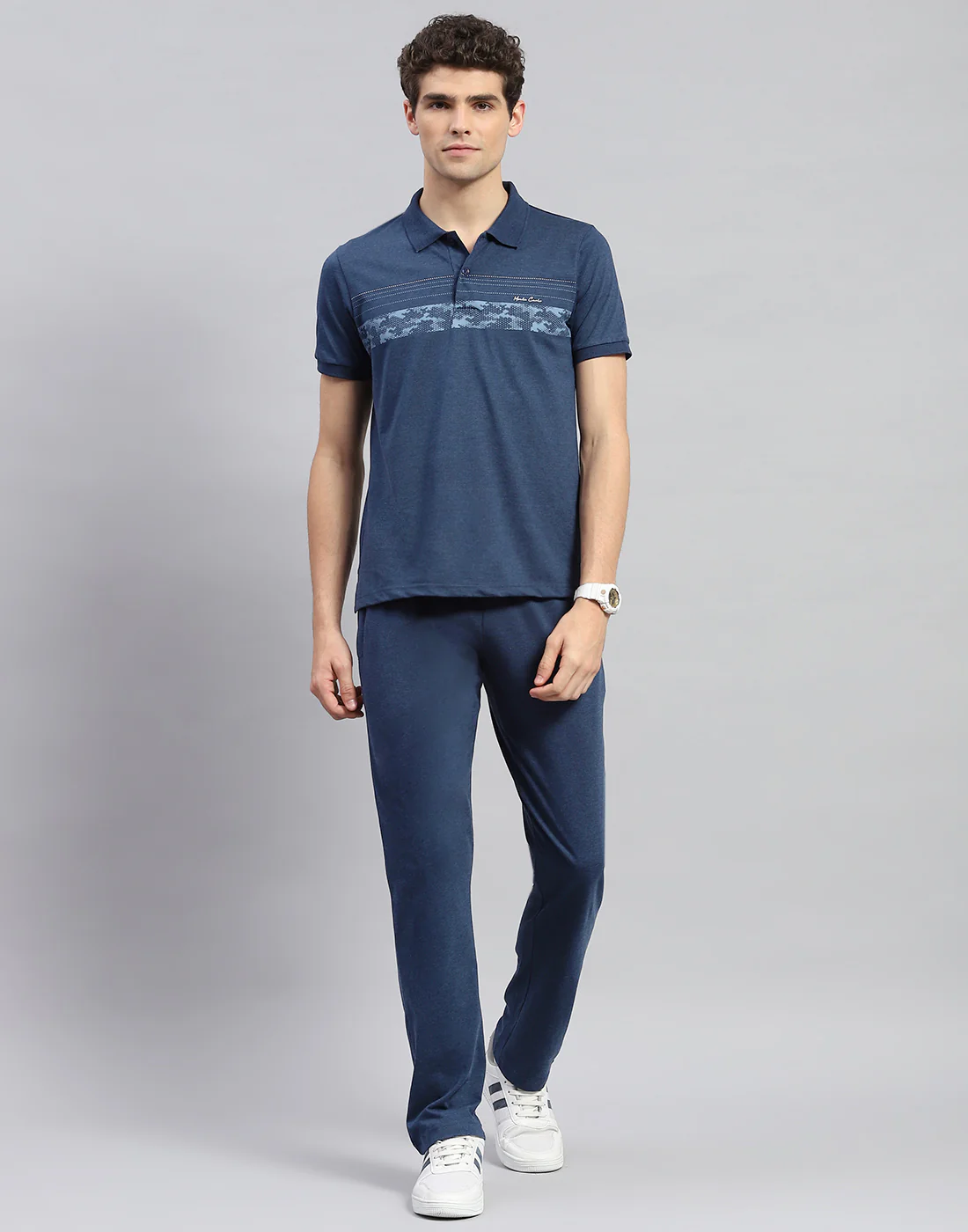 Men Blue Solid Half Sleeve Lower Set