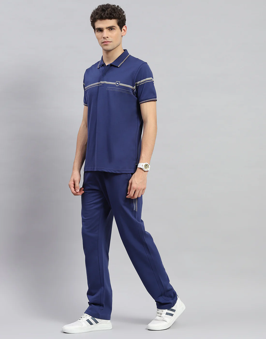 Men Blue Solid Half Sleeve Lower Set - Image 3