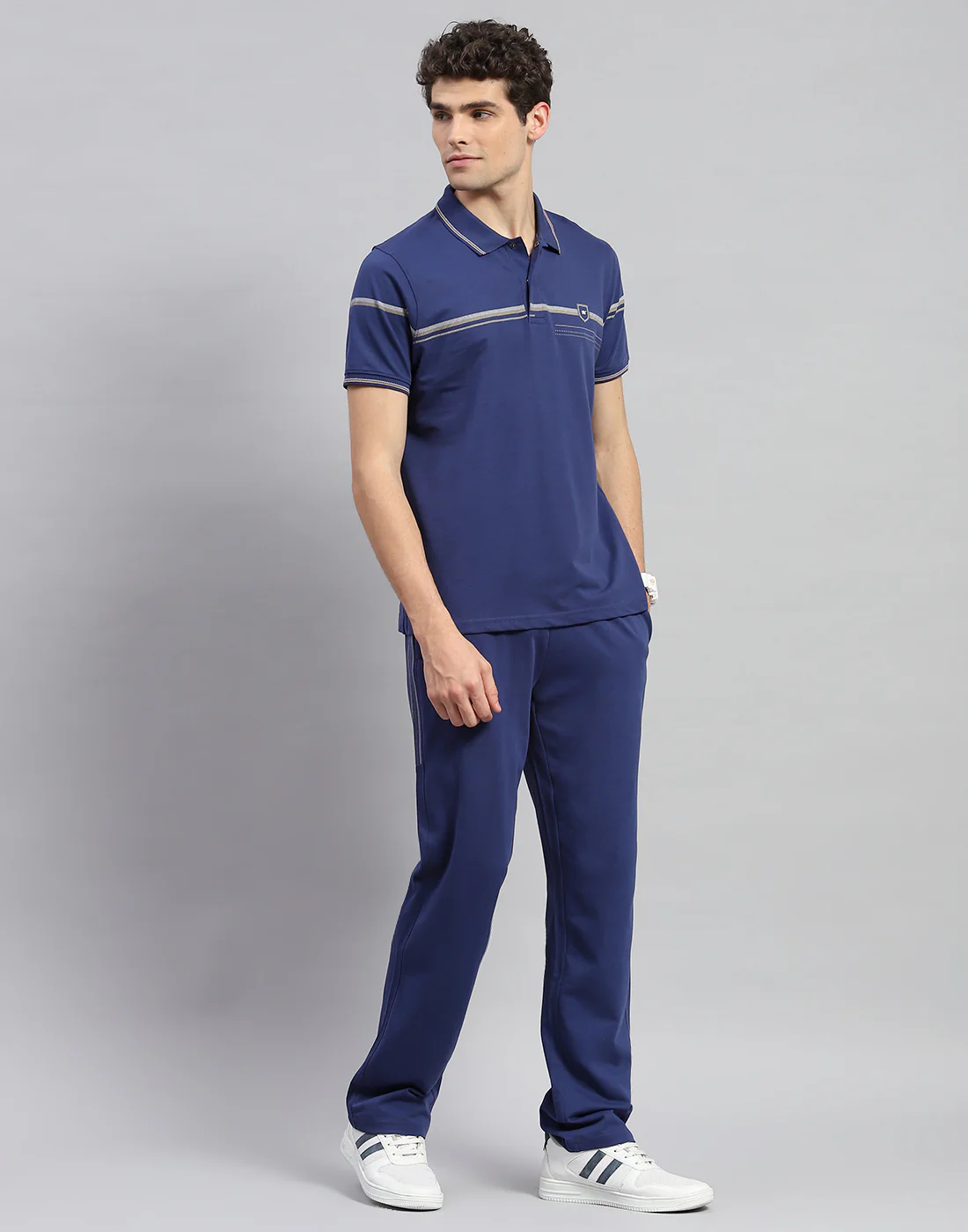 Men Blue Solid Half Sleeve Lower Set - Image 4