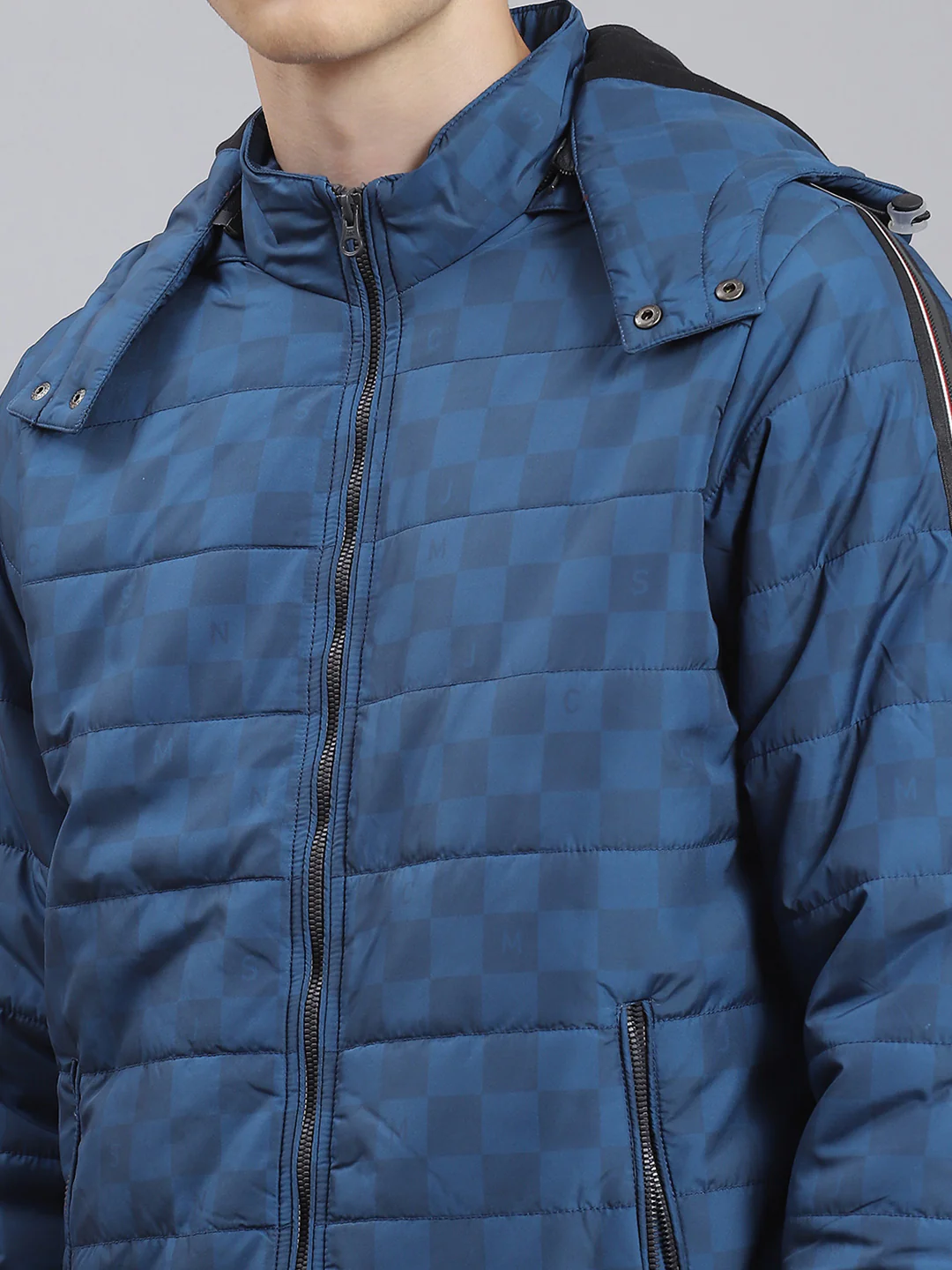 Men Blue Solid Hooded Full Sleeve Jacket - Image 6