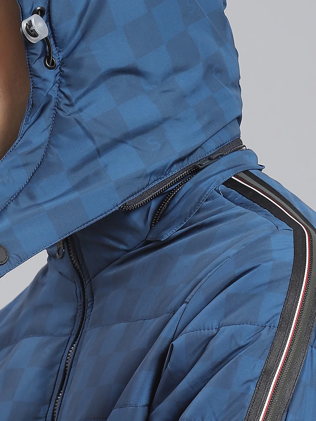 Men Blue Solid Hooded Full Sleeve Jacket - Image 7