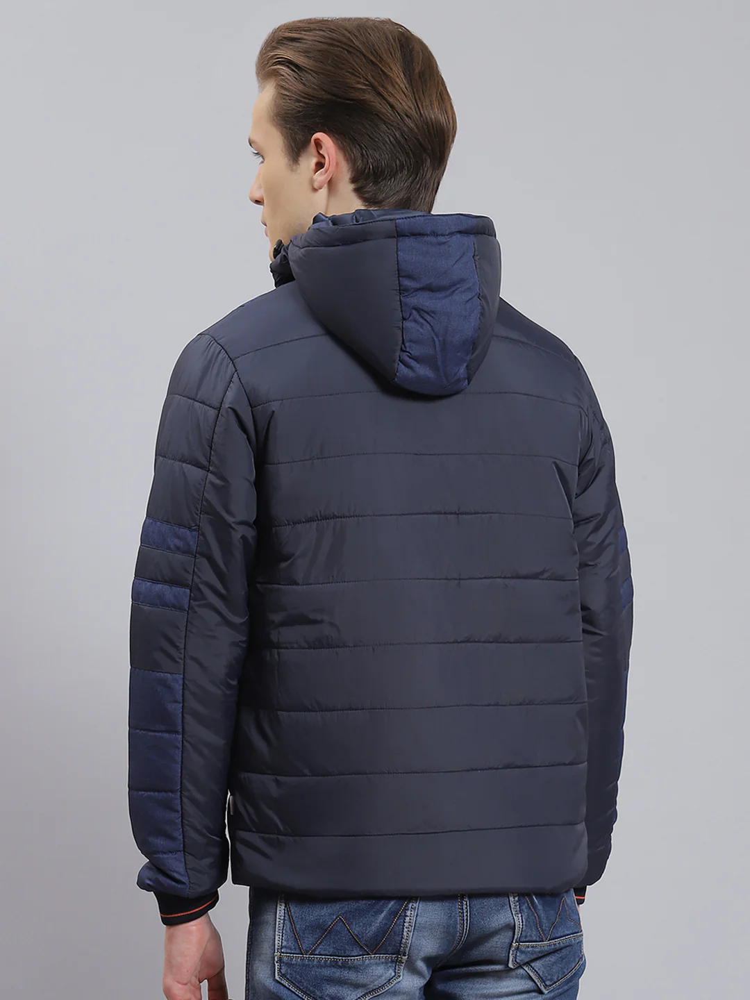 Men Blue Solid Hooded Full Sleeve Jacket - Image 4