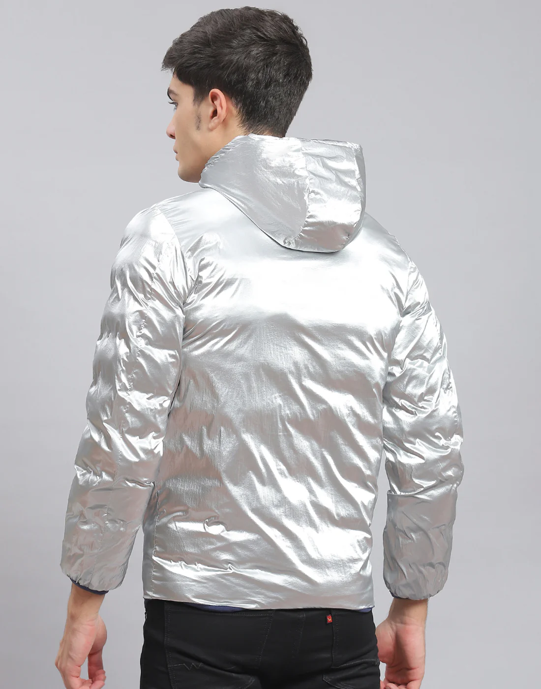 Men Blue Solid Hooded Full Sleeve Jacket - Image 7