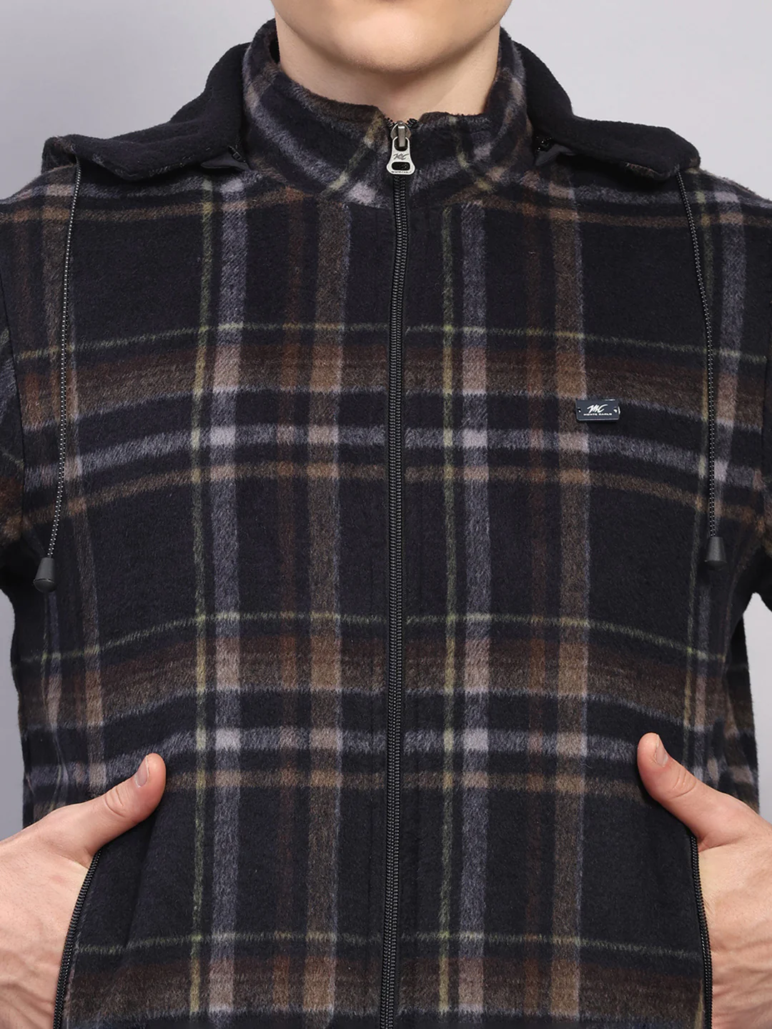 Men Blue Solid Hooded Full Sleeve Jacket - Image 6