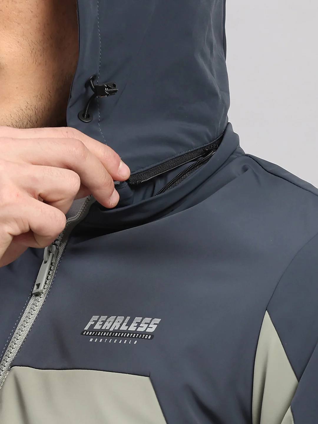 Men Blue Solid Hooded Full Sleeve Jacket - Image 7
