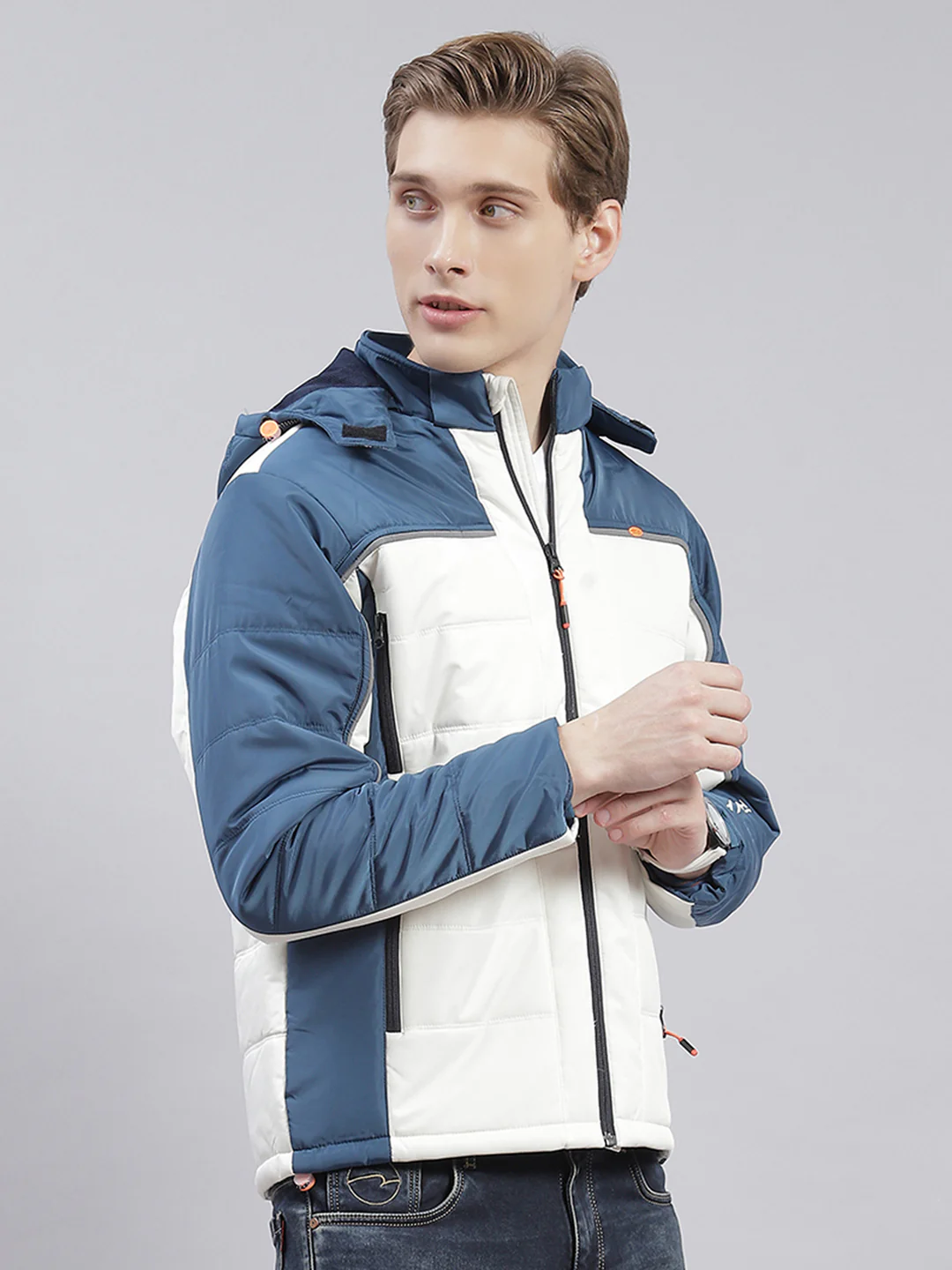 Men Blue Solid Hooded Full Sleeve Jackets - Image 4
