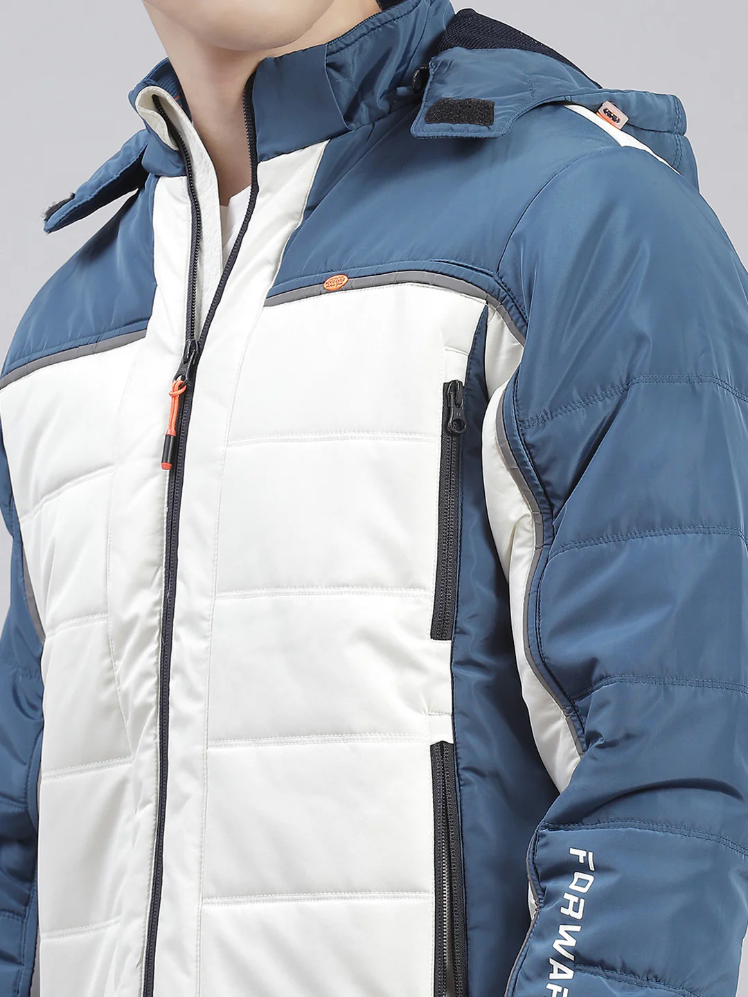 Men Blue Solid Hooded Full Sleeve Jackets - Image 6