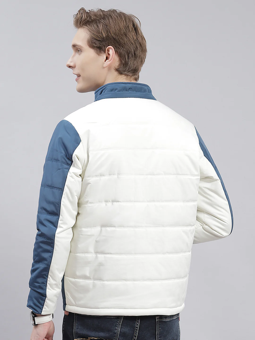 Men Blue Solid Hooded Full Sleeve Jackets - Image 7