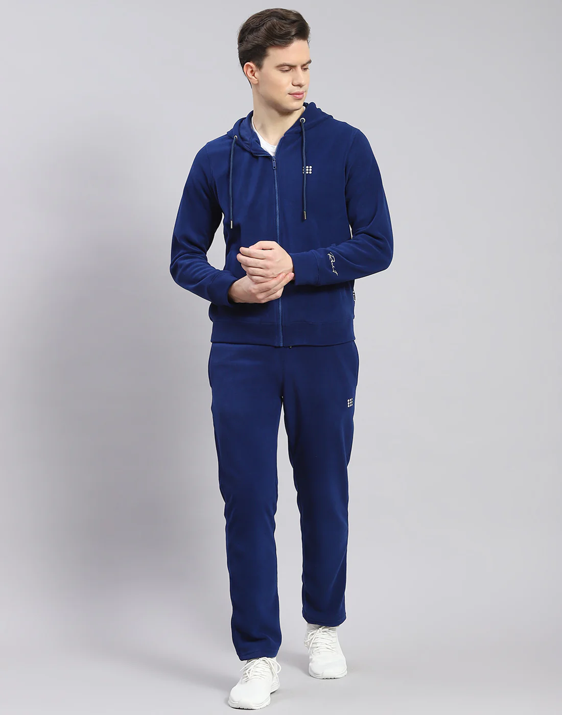 Rock.it Men Blue Solid Hooded Full Sleeve Tracksuit - Image 4
