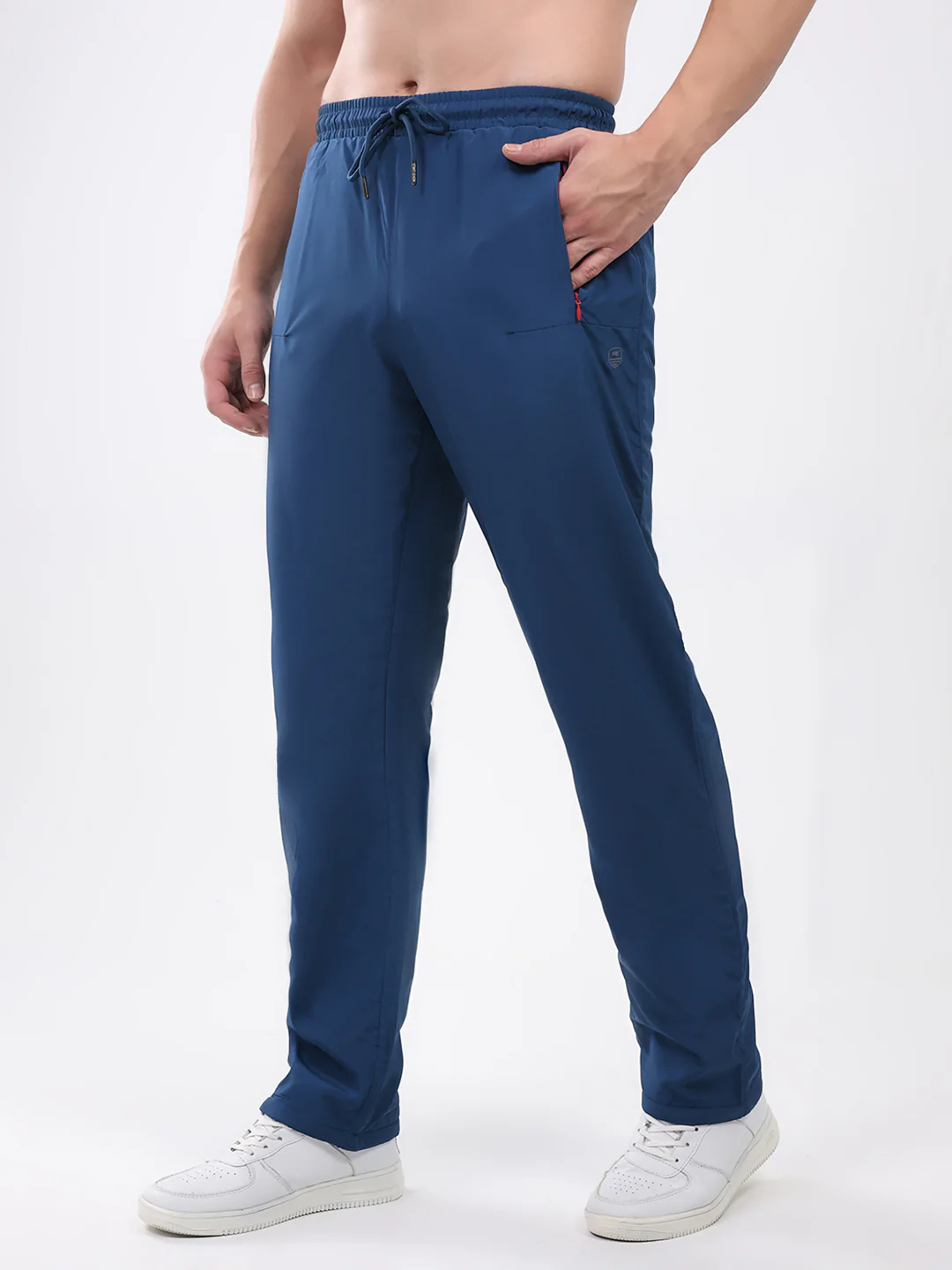 Men Blue Solid Mock Neck Full Sleeve Winter Tracksuit - Image 7