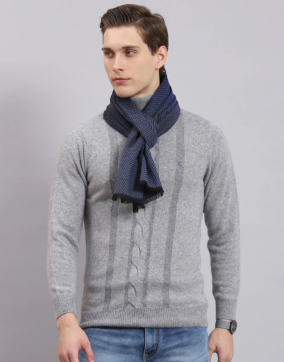 Men Blue Solid Muffler - Image 2
