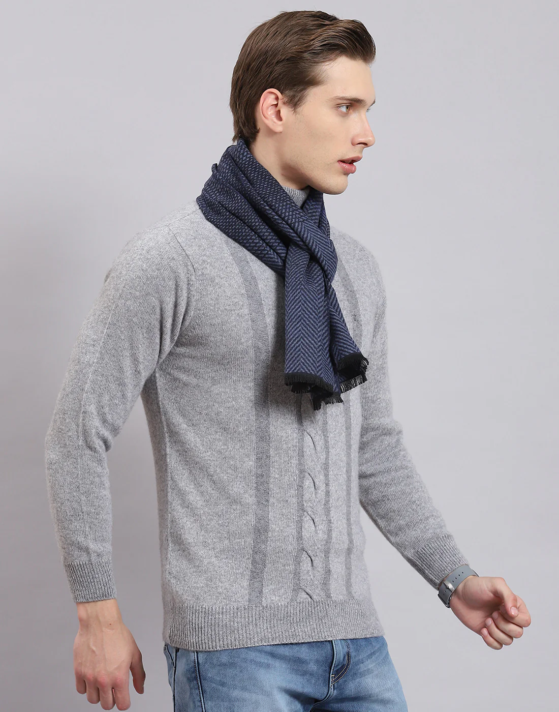 Men Blue Solid Muffler - Image 5