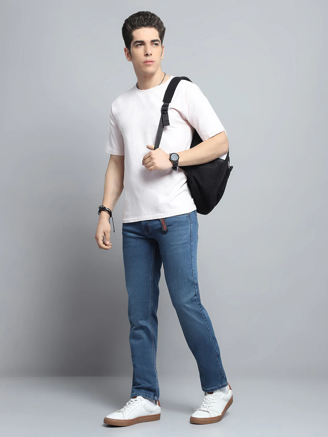 Men Blue Solid Narrow Fit Denim - Image 2