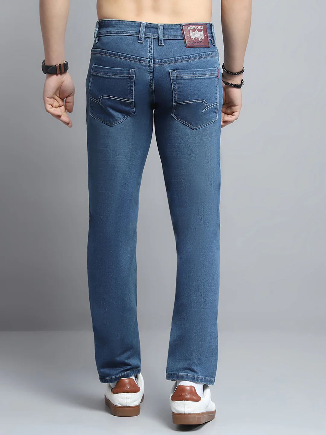 Men Blue Solid Narrow Fit Denim - Image 5