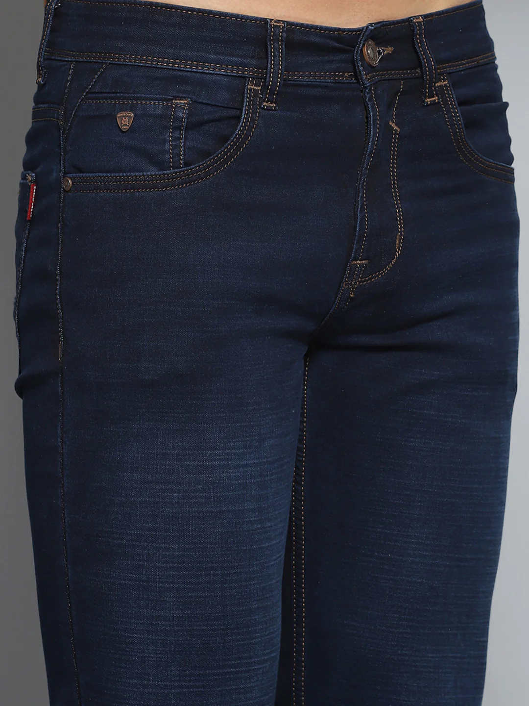 Men Blue Solid Narrow Fit Denim - Image 6