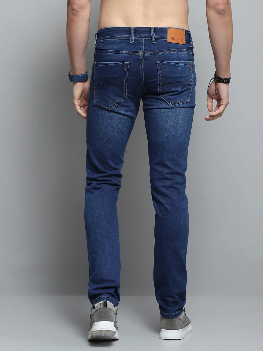 Men Blue Solid Narrow Fit Denim - Image 5
