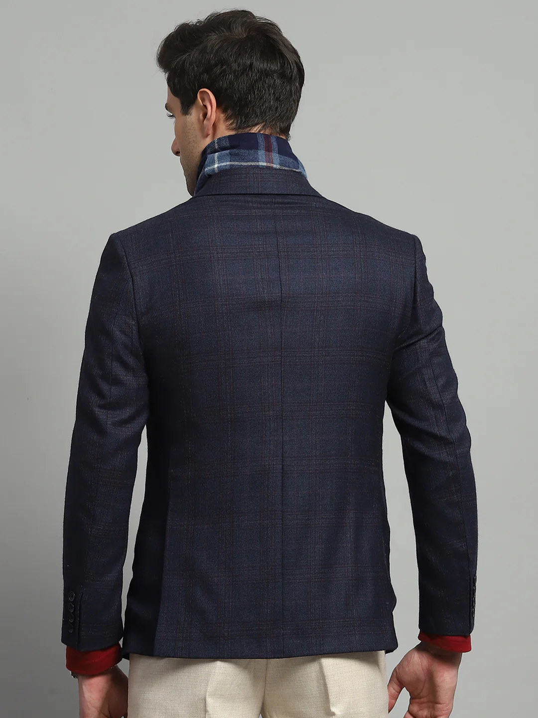 Luxuria Men Blue Solid Notch Lapel Collar Full Sleeve Coat - Image 5