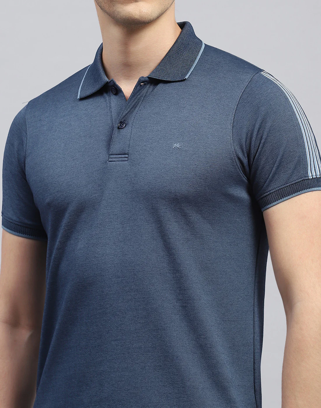Men Blue Solid Polo Collar Half Sleeve Lower Set - Image 6
