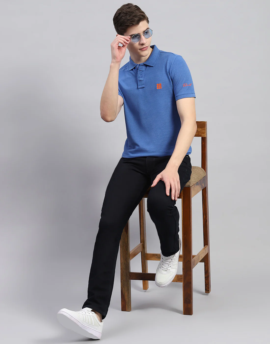 Rock.it Men Blue Solid Polo Collar Half Sleeve T-Shirt - Image 2