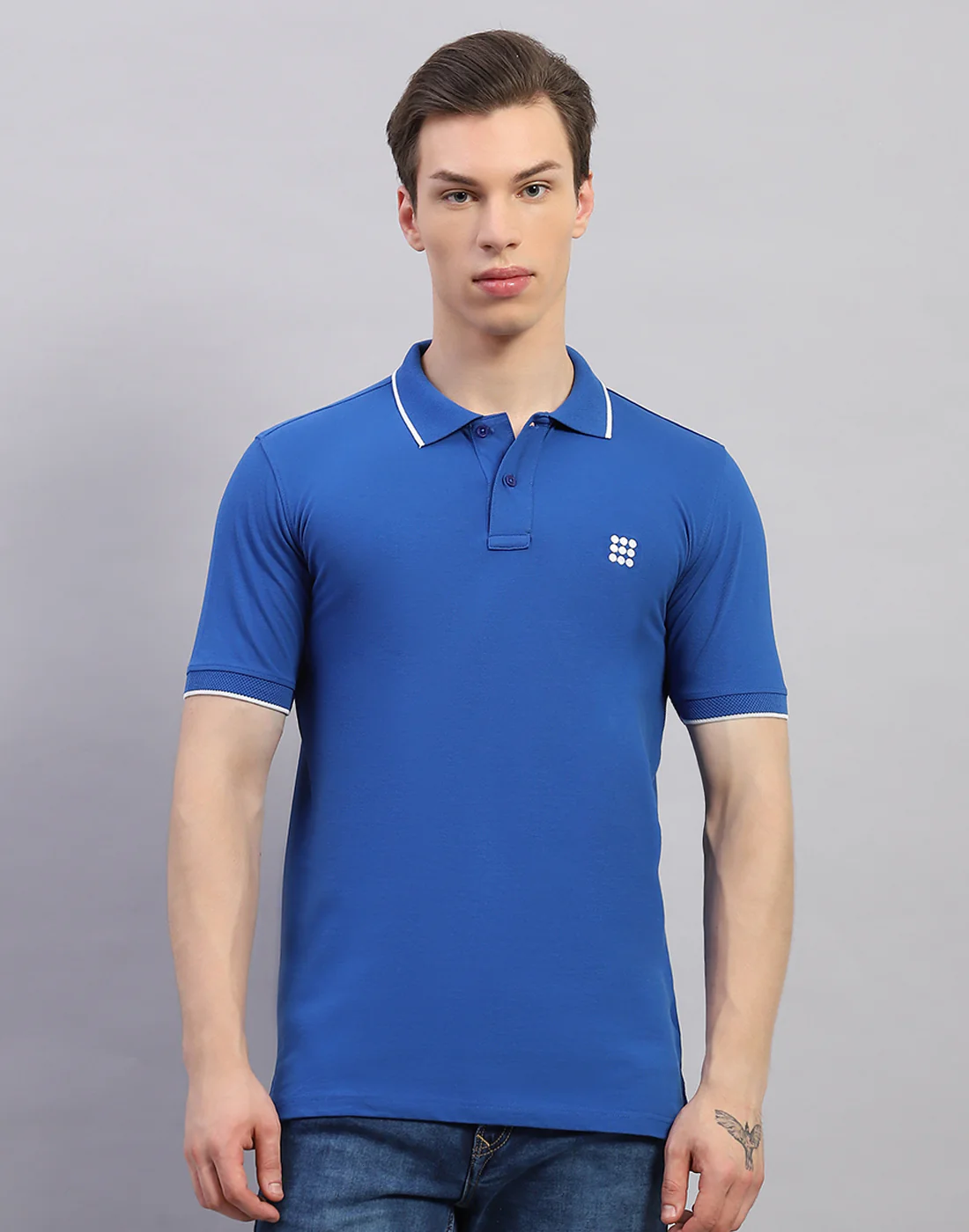 Rock.it Men Blue Solid Polo Collar Half Sleeve T-Shirt - Image 2