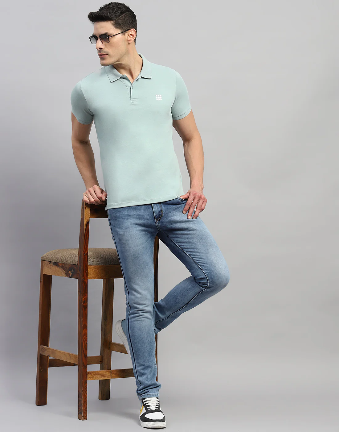 Rock.it Men Blue Solid Polo Collar Half Sleeve T-Shirt - Image 2