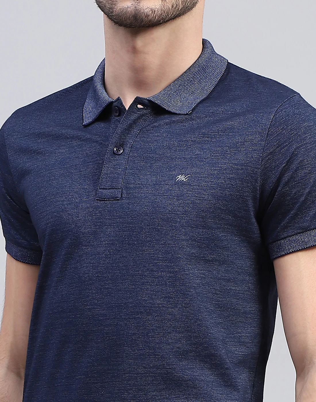 Men Blue Solid Polo Collar Half Sleeve T-Shirt - Image 6
