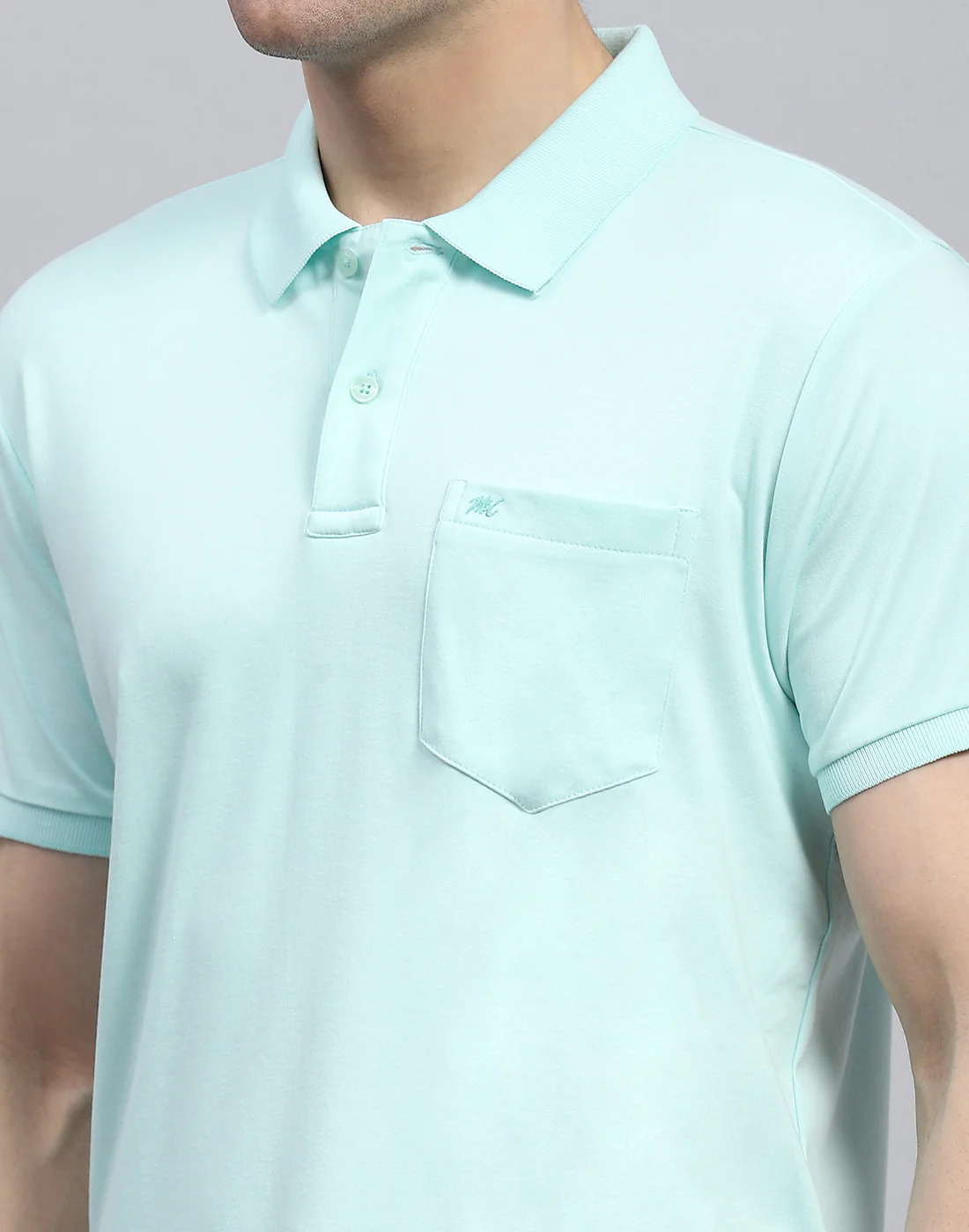 Men Blue Solid Polo Collar Half Sleeve T-Shirt - Image 7