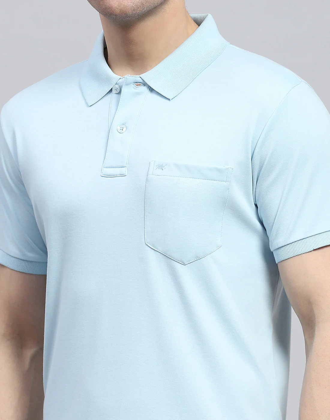 Men Blue Solid Polo Collar Half Sleeve T-Shirt - Image 6