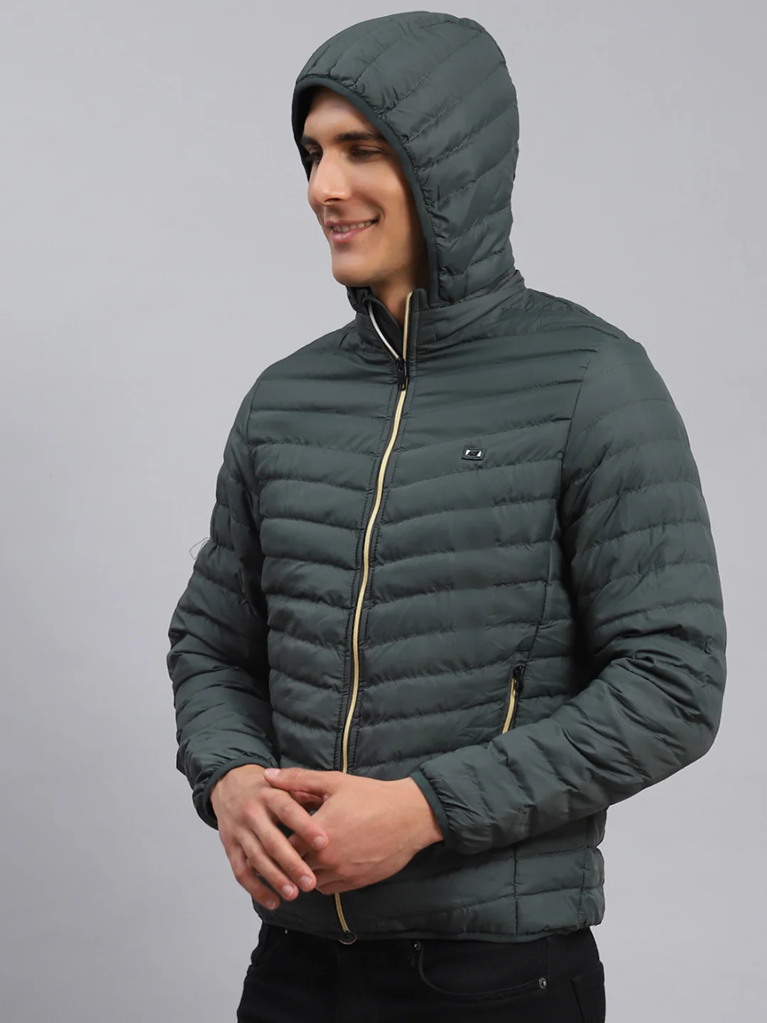 Men Blue Solid Polyester Blend Jacket - Image 4