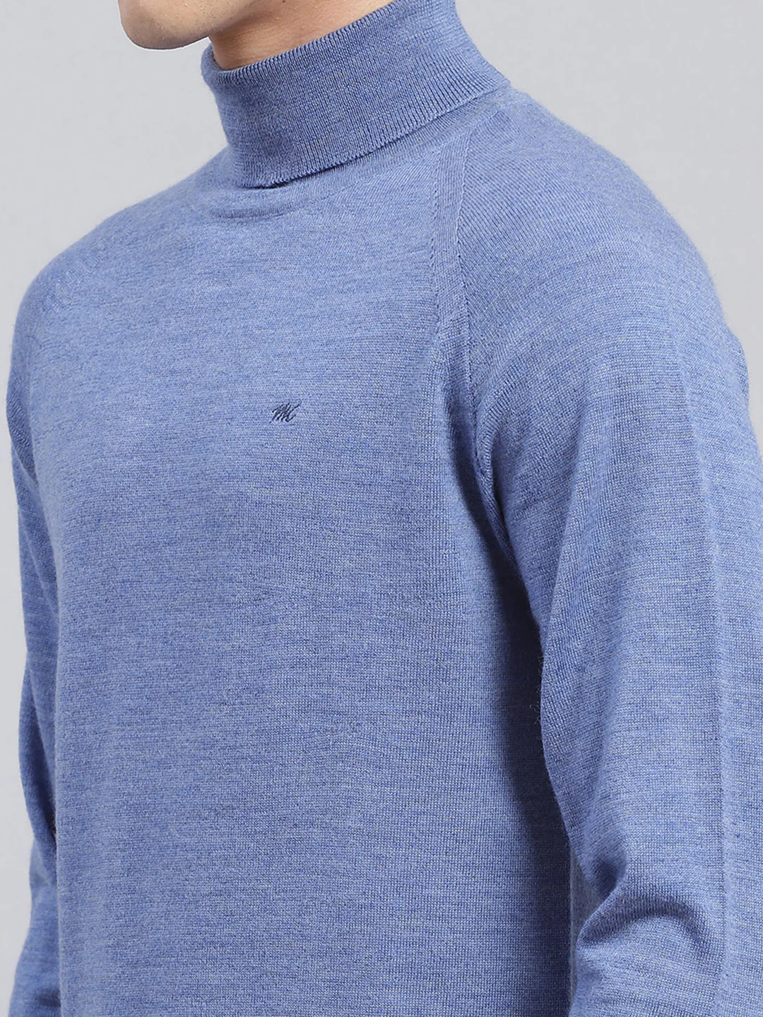 Men Blue Solid Pure Wool Pullover - Image 6