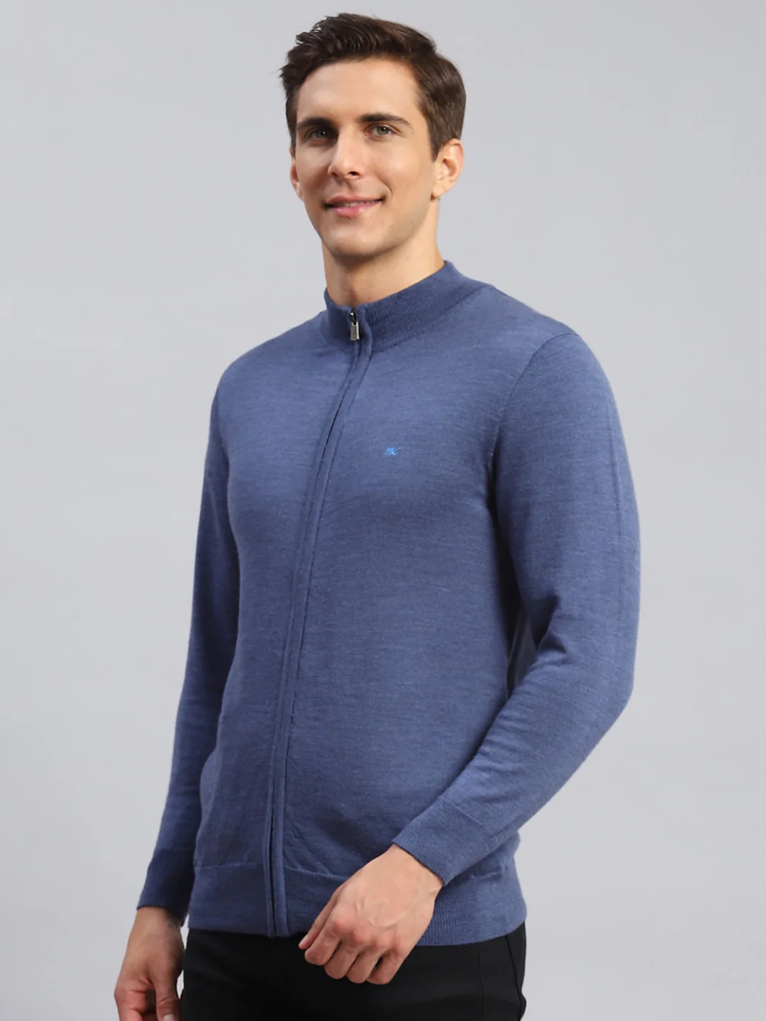 Men Blue Solid Pure wool Pullover - Image 4