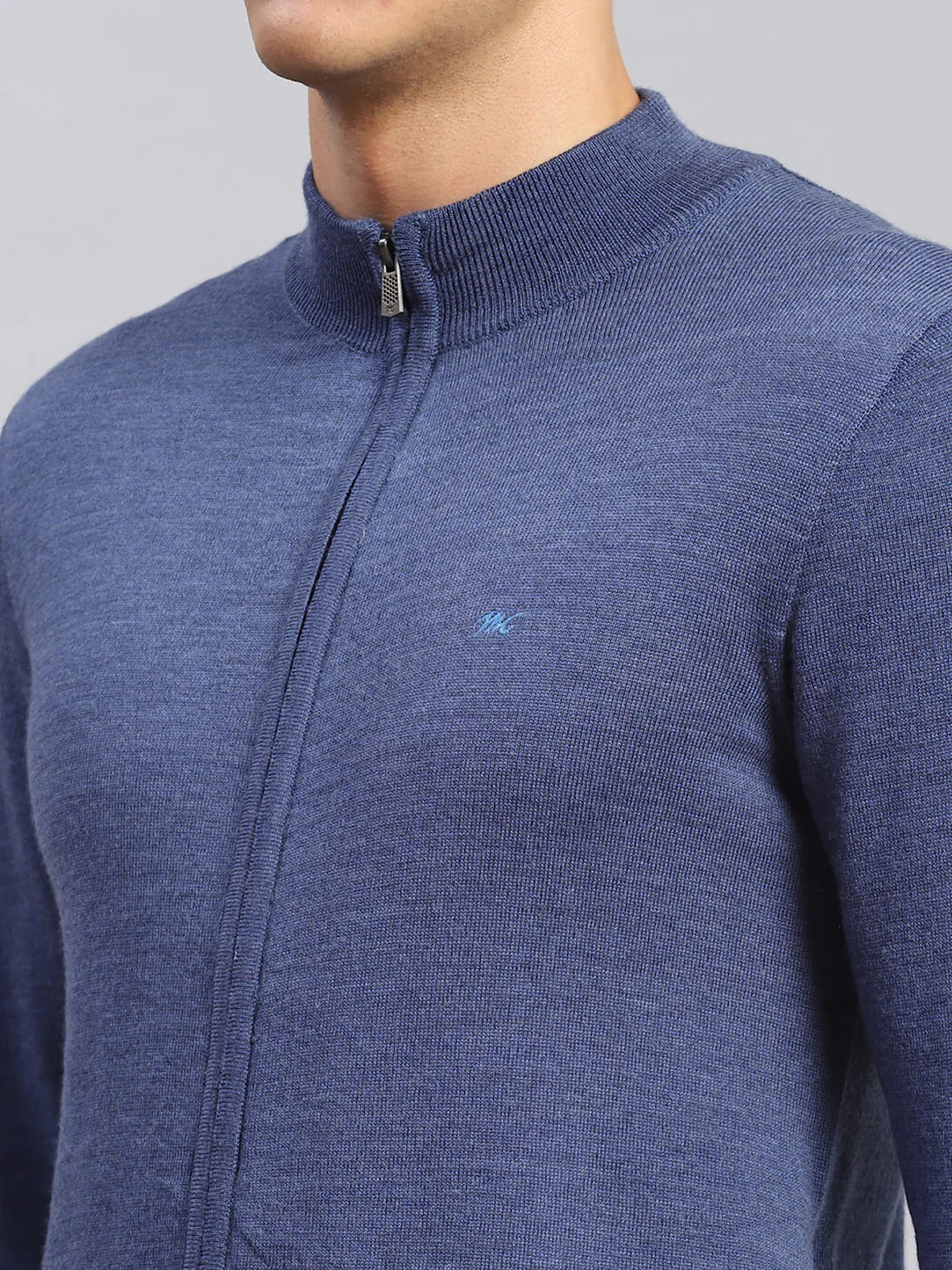 Men Blue Solid Pure wool Pullover - Image 6