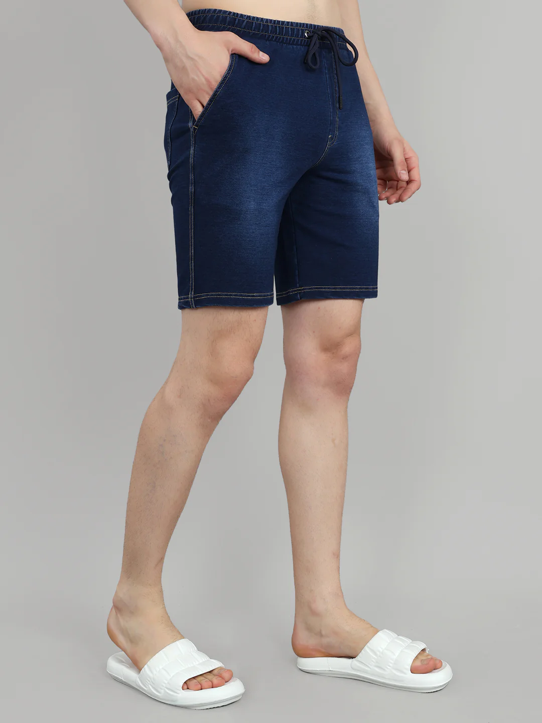 Men Blue Solid Regular Fit Bermuda - Image 3