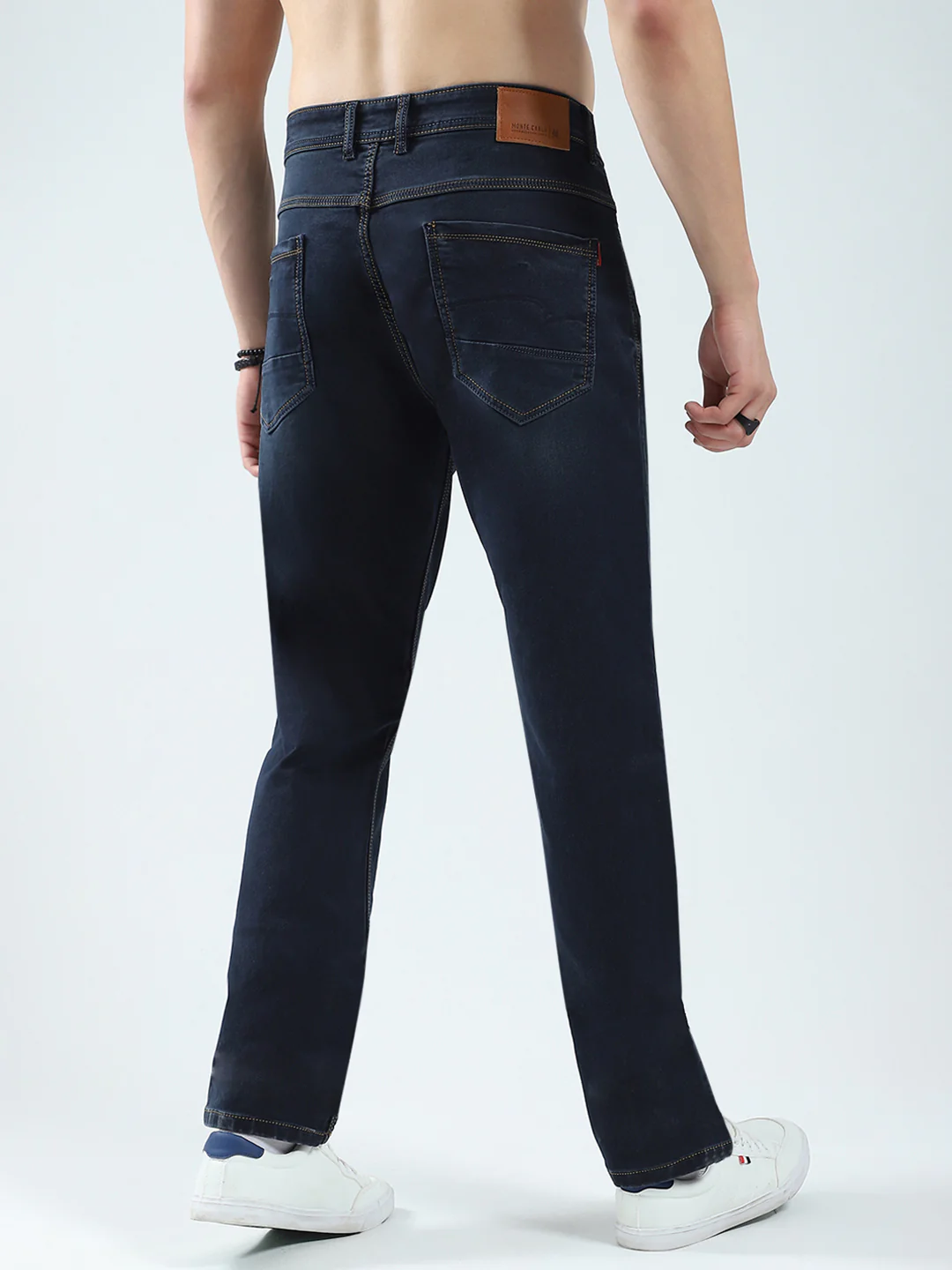 Men Blue Solid Regular Fit Denim - Image 5