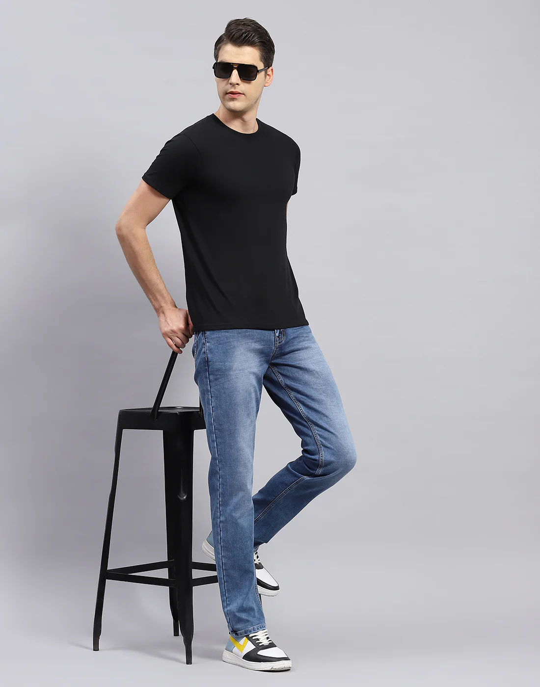 Men Blue Solid Regular Fit Denim - Image 2