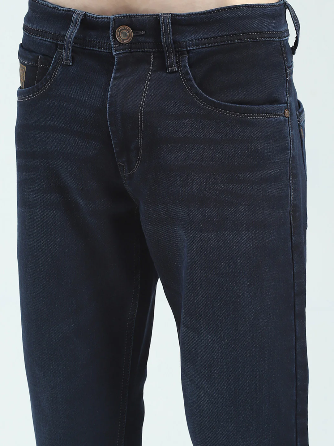 Men Blue Solid Ankle Length Denim - Image 6