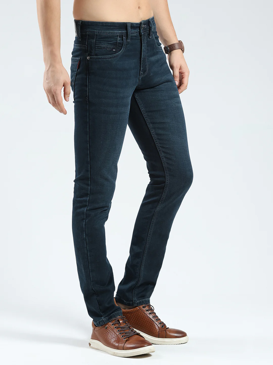 Men Blue Light Wash Skinny Fit Denim - Image 4