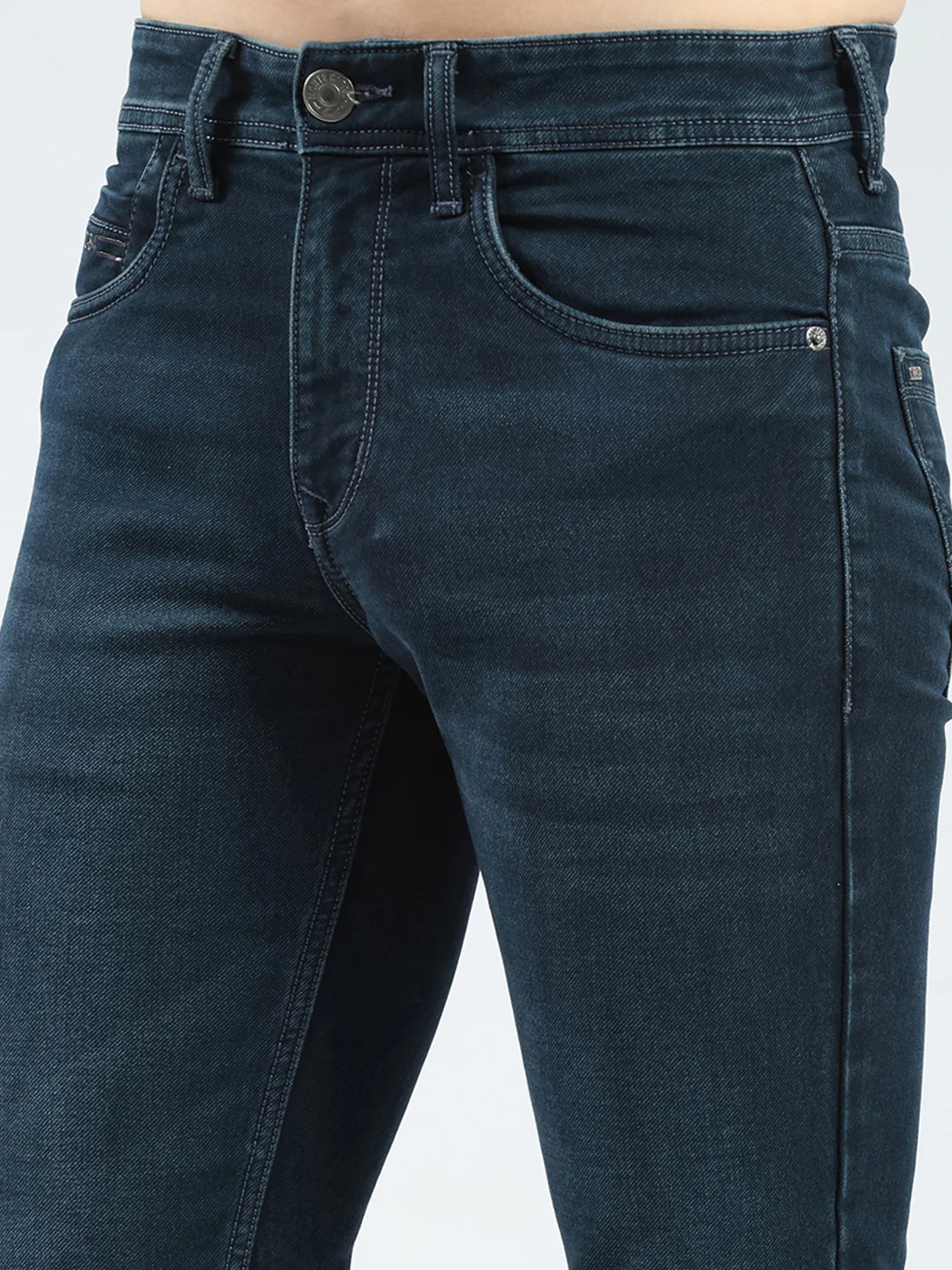 Men Blue Light Wash Skinny Fit Denim - Image 6