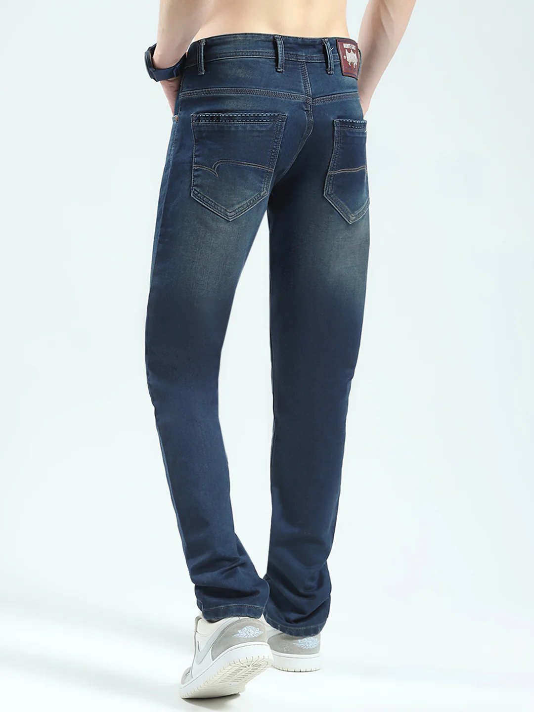Men Blue Solid Straight Fit Denim - Image 5