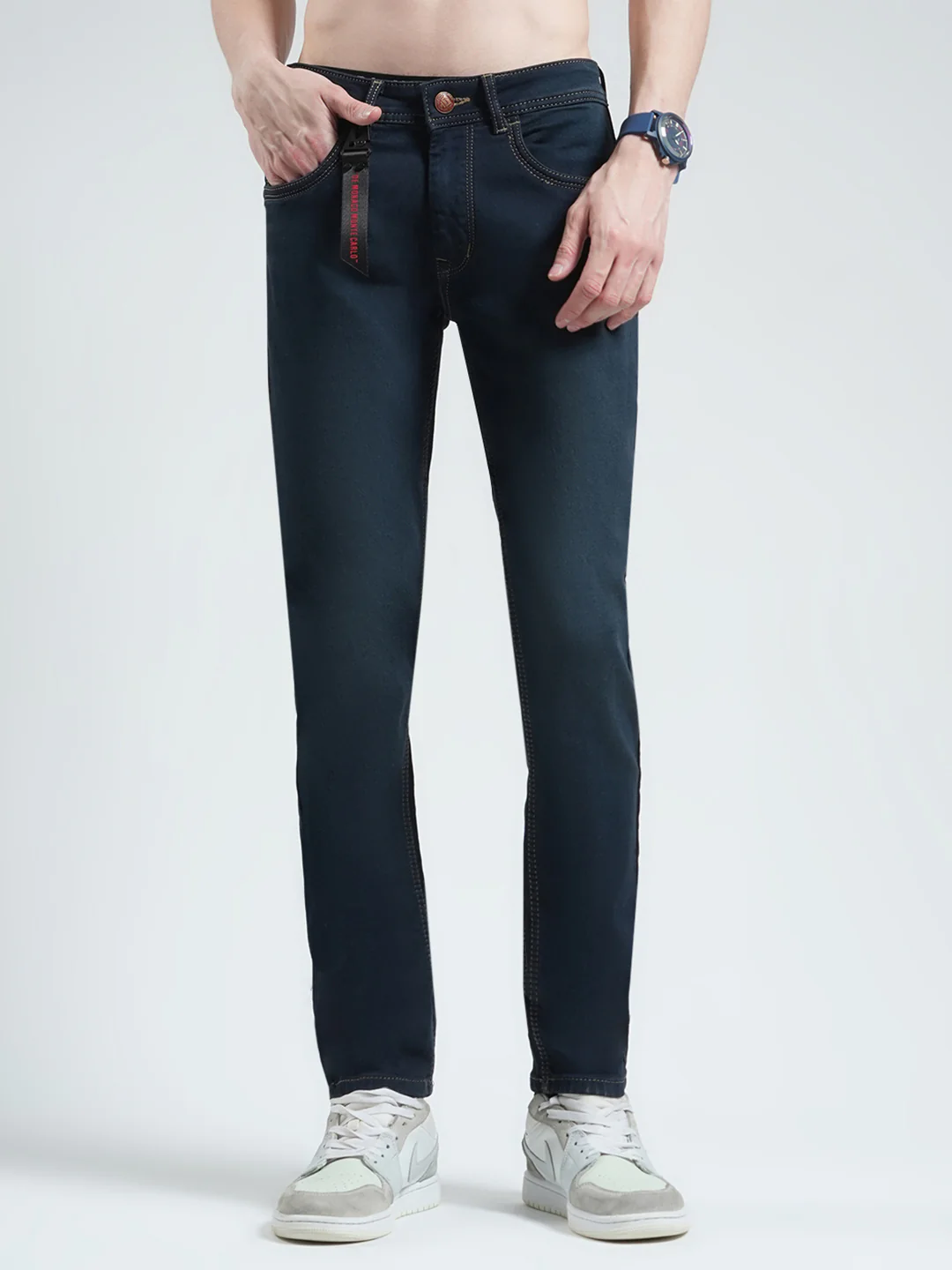 Men Blue Solid Skinny Fit Denim